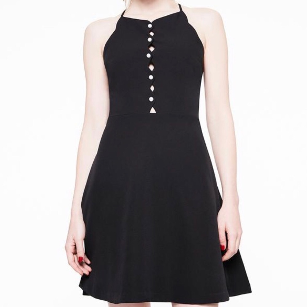 🥳HP🎉Betsey Johnson Black Scallop Neck Dress Sz 8